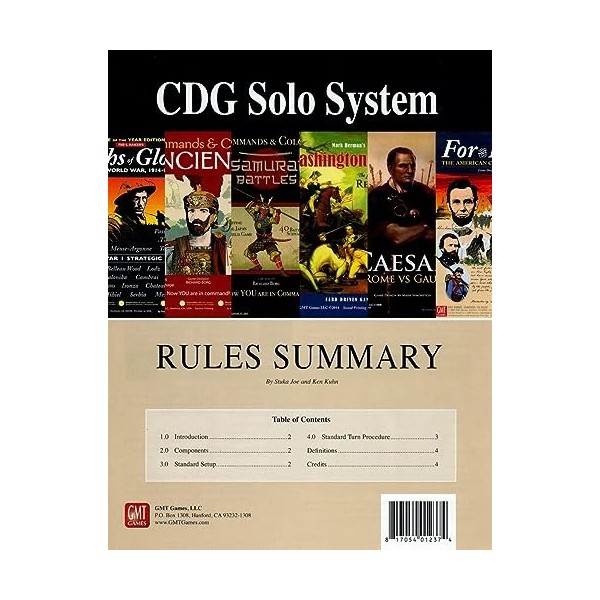 GMT : CDG Solo System Kit, 2ème édition, système solitaire pour jeux de cartes GMT