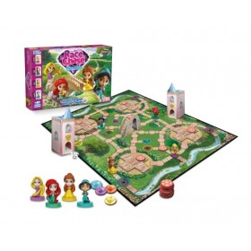 Disney Princess Race N Chase Jeu de société 4 pièces de Jeu de Princesse incluses Belle, Ariel, Raiponce et Jasmin, Excellent