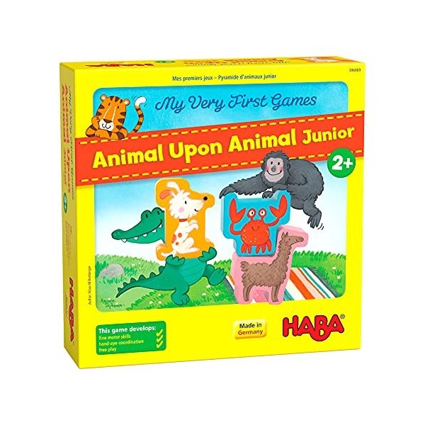 HABA 306069 My Very First Games – Animal Upon Animal Junior – Trois jeux dempilage danimaux oscillants pour 1 à 4 enfants à