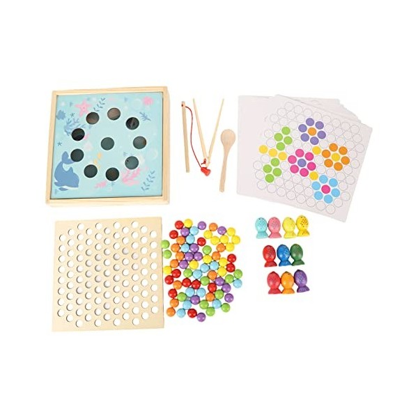 INSTITIZER Jeu De Pêche à Perles en Bois 2 en 1, Jeu De Pêche Magnétique éducatif Empilable De Couleurs Assorties pour Garçon