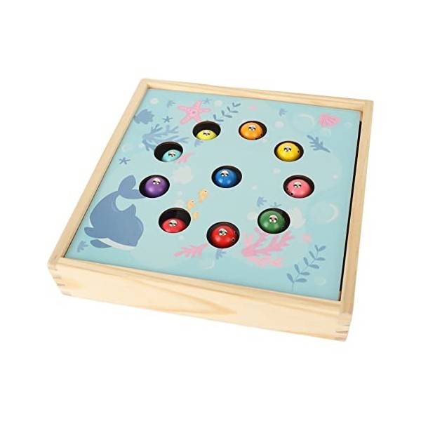 INSTITIZER Jeu De Pêche à Perles en Bois 2 en 1, Jeu De Pêche Magnétique éducatif Empilable De Couleurs Assorties pour Garçon