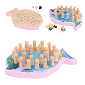 KOMBIUDA 1 Jeu DÉchecs À Mémoire Parent-Enfant Jeu DÉchecs Saut Damier Jouets De Développement Jouets en Bois Jouets Volant