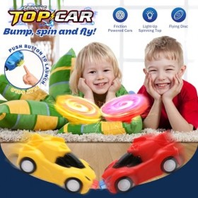 TERRAMUS 32PCS Light-up Spinning Tops & Toy Car Set, Flying Disc Spinner Toys with Colorful LED Lights, Toys for Birthday Par