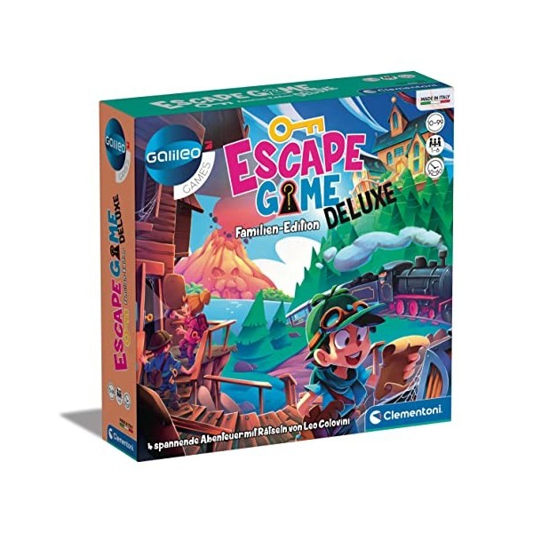 Clementoni 59257 Escape Game - Deluxe Édition Familiale Jeu de Société à lénigme avec 4 Aventures + Cartes dAvis & Accessoi