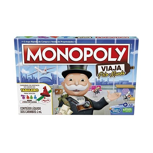 Monopoly Voyage à travers le monde - Jeu de société pour toute la famille et les enfants à partir de 8 ans - Comprend pivoine