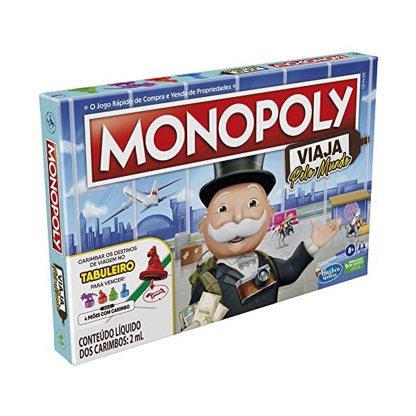 Monopoly Voyage à travers le monde - Jeu de société pour toute la famille et les enfants à partir de 8 ans - Comprend pivoine