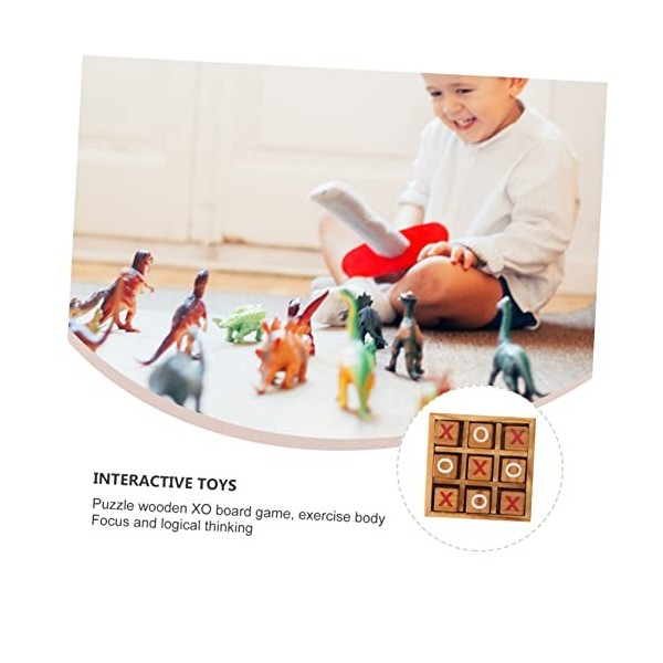 STAHAD 3 Ensembles XO Échecs Jeu De Puzzle en Bois Jeux De Société Cadeaux De Voyage Casse-tête pour Adultes Tic-tactoe De Vo