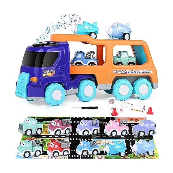Jouet de stockage de véhicules de police - Jouet de transporteur de  voitures de police pour enfants avec lumières et sons - Jeu de jouets de