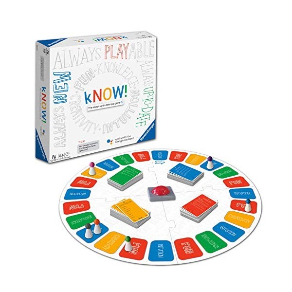 Ravensburger Know! Jeu de Quiz interactif alimenté par Google Assistant pour Adultes et Enfants, 3 à 6 palyers, à partir de 1