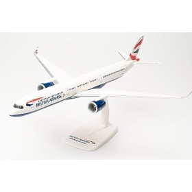 Herpa Maquette Avion Boeing 737-800 British Airways Airbus A350-1000 – G-XWBG, echelle 1/200, Snap-fit Model, pièce de Collec