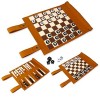 Andux Rollable Backgammon Board Game Jeu dÉchecs Portable en Microfibre PGSLQ-01 Marron 