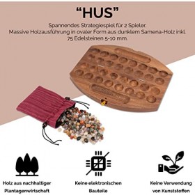 LOGOPLAY Bao - Hus - Kalaha - Ovale de 35 cm de Long - Jeu de Haricots - Jeu de Coquillages - Jeu de Pierres précieuses - Jeu