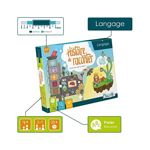 Placote – Histoire de raconter – Jeu éducatif – Jeu d’apprentissage pour le développement du langage – Jeu de cartes pour les