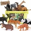 FRUSE danimaux Jouet pour Enfants,12 Pièces Réaliste Animaux de la Jungle,Figurine Animaux avec Panda,Lion,Eléphant,Jouets É