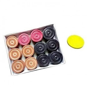 Will and Weaves Lot de 24 pièces de carrom avec 2 grattoirs et un petit flacon de poudre de carrom