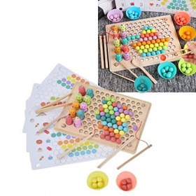 banapoy Jeu de Perles de Planche en Bois, favorise Le développement du Cerveau Jeu de Perles de pêche Jeu de Perles de Clip p