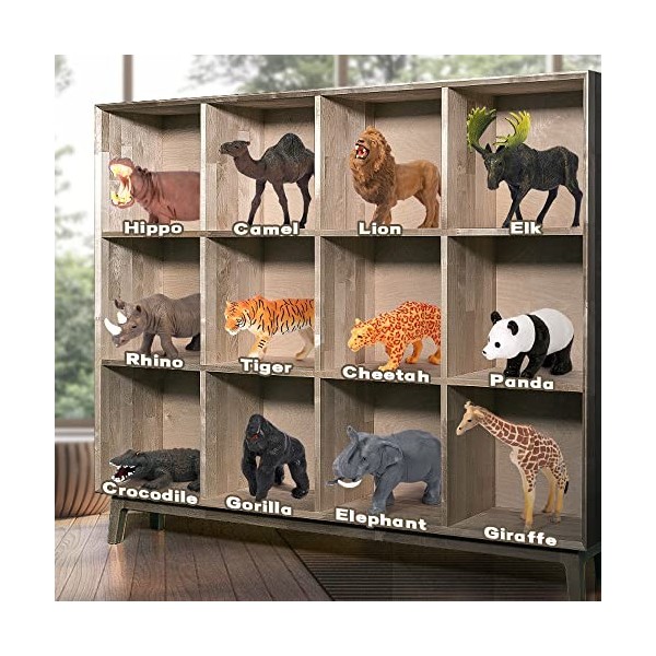 FRUSE danimaux Jouet pour Enfants,12 Pièces Réaliste Animaux de la Jungle,Figurine Animaux avec Panda,Lion,Eléphant,Jouets É