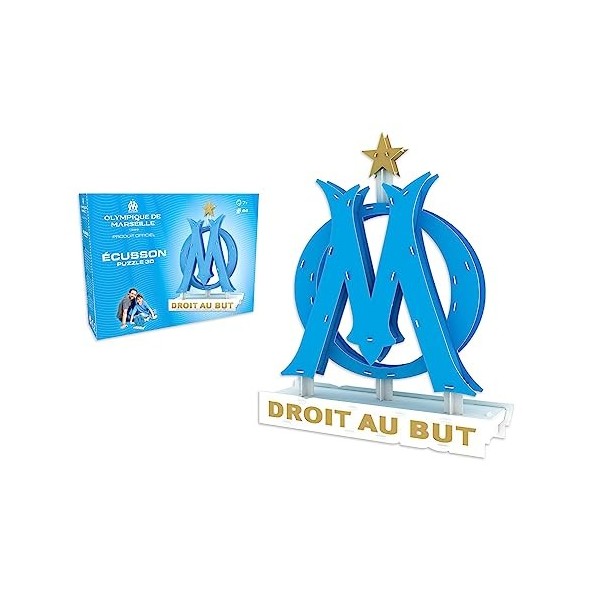 Megableu- Mega Bleu 3D ÉCUSSON Olympique DE Marseille | Puzzle | A partir de 7 Ans | De 1 Joueur | 678259