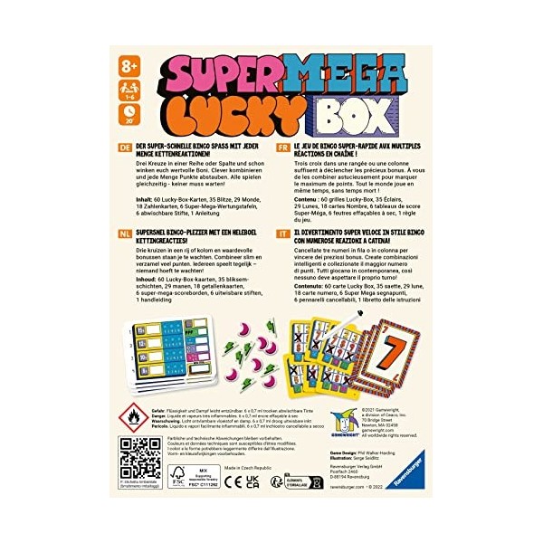 Ravensburger 27367 – Super Mega Lucky Box Jeu de Flip & écriture Rapide pour Adultes et Enfants à partir de 8 Ans, pour Les s