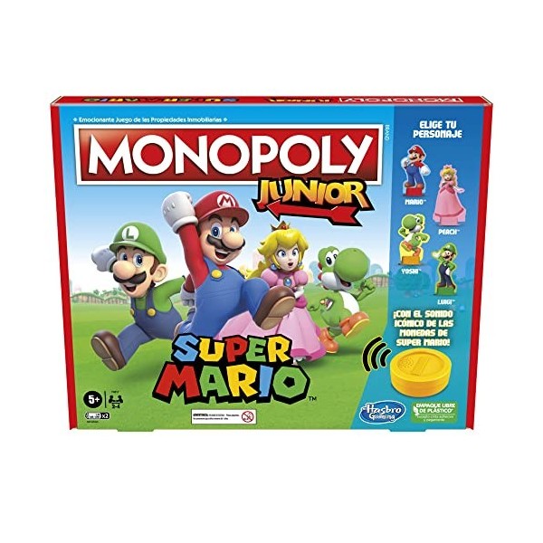 Jeu de table Monopoly Junior: Super Mario - A partir de 5 ans - Explorez le Royaume des Champignons comme Mario, Peach, Yoshi