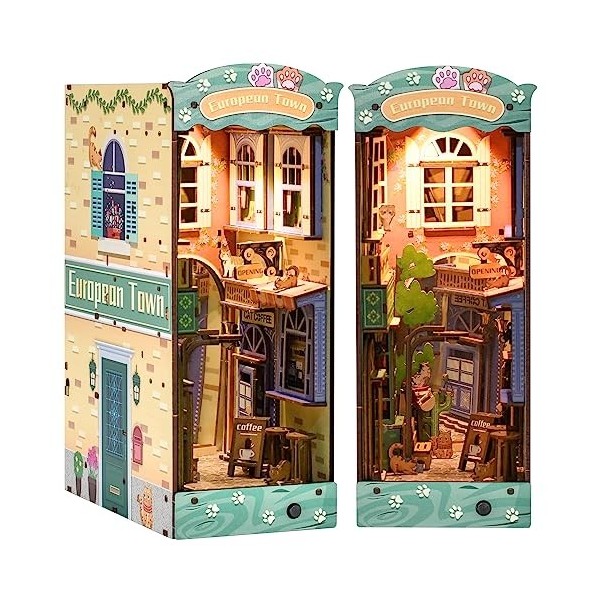 DIY Book Nook Kit, Kit de Maison de poupées Miniatures avec Meubles et  lumière LED, CUTEROOM Maison Puzzle 3D en Bois Kits de modèles pour Adultes  à Construire Insert d'étagère à Livres