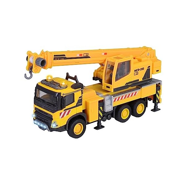 Majorette - Grand Series - Volvo Camion Grue - 22cm Echelle 1/43ème - Sons et Lumières - Dès 3 Ans - 213723004