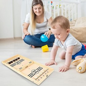 BERGSMA Jeux société en Bois | Jouet Jeu société Slingshot Hockey | Jeux société déchecs Portables, Jouet interactif Parent-