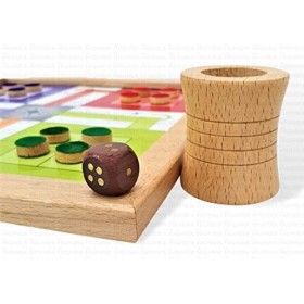Carfar Handicrafts Jeu de société en bois classique magnétique Ludo fait à la main en bois indien classique Ludo et serpent J