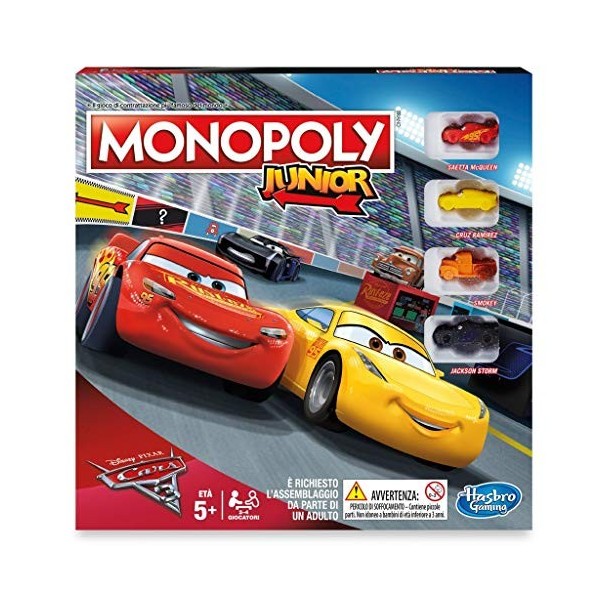 Hasbro Monopoly C1343100 – Monopoly Junior Cars 3, Jeu denfant