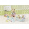 SYLVANIAN FAMILIES - Les triplés Lapin Crème et accessoires de bain - 5707 - Jumeaux et Bébés - Mini Poupées