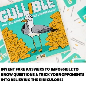 Gullible : le jeu de fête super amusant de créativité, de bluff et de faits hilarants. Allez-vous tromper votre famille et vo