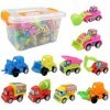 hocadon 50 Pièces Voitures Jouets à Retirer, Mini Ensemble de Voitures, avec Boîte de Rangement, Véhicules Jouets pour Enfant