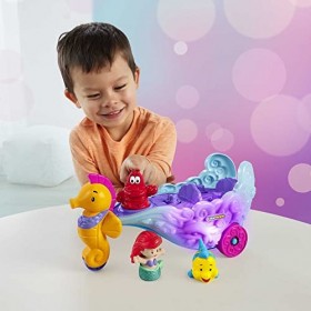 Fisher-Price Coffret Jouet Musical Calèche De La Mer Lumineuse À Pousser, avec Figurines Ariel Et Polochon Inclus, Jouet Enfa