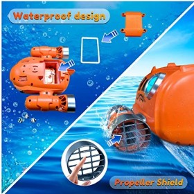 VINTOP Jouets de Piscine, Bateau Télécommandé, Jouet Aquatique dété avec Piles Rechargeables pour Les Enfants de 6 à 12 Ans,