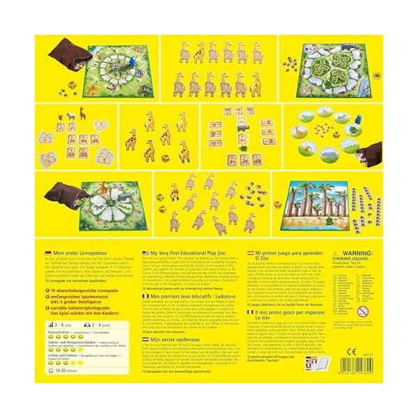 HABA 305173 My Very First Educational Play Zoo-10 Educational Games in 1- for Ages 3 Years and Up, English Instructions Made