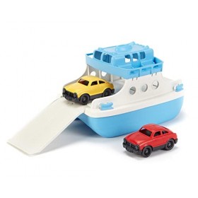 Green Toys Ferry Boat with Mini Cars Bathtub Toy, Blue/White