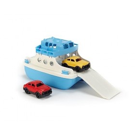 Green Toys Ferry Boat with Mini Cars Bathtub Toy, Blue/White
