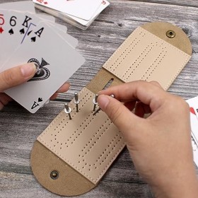 Alipis 5 Ensembles De Cartes De Cribbage Carte À Jouer Tableau De Score Cartes De Jeu Tableau De Score Étui en Cuir Étuis De 