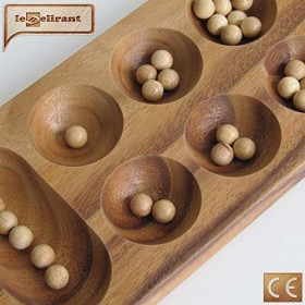 AWALÉ/AWÉLÉ - Jeu de société Africain de stratégie pour 2 Joueurs à partir de 6 Ans. 50 x 13 cm, en Bois Massif aux Normes CE