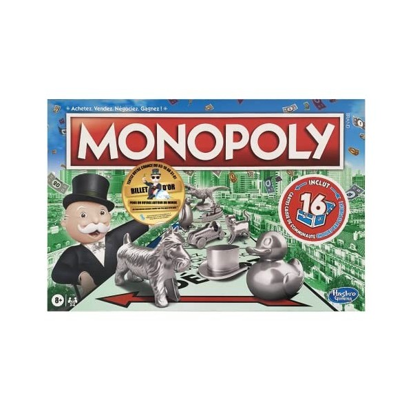 Monopoly, Jeu pour la Famille et Les Enfants, 2 à 6 Joueurs, dès 8 Ans, inclut des Cartes choisies par Le Public Multicolore