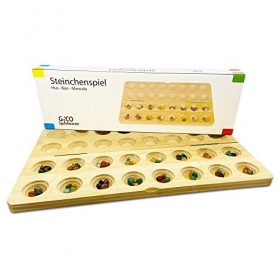 GICO Jeu de Pierres Hus Bao Grand en Bois avec des Pierres précieuses. Le Jeu de stratégie pour Petits et Grands connu Depuis