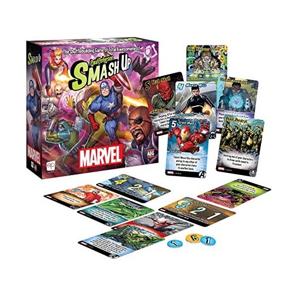 USA-OPOLY, Smash Up: Marvel, Board Game, 2 to 4 Players, Ages 12+, 60 Minute Playing Time