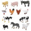 cobee Figurines danimaux de la Ferme, 12PCS Figurines danimaux réalistes Modèle danimaux de Grange Apprentissage éducatif 