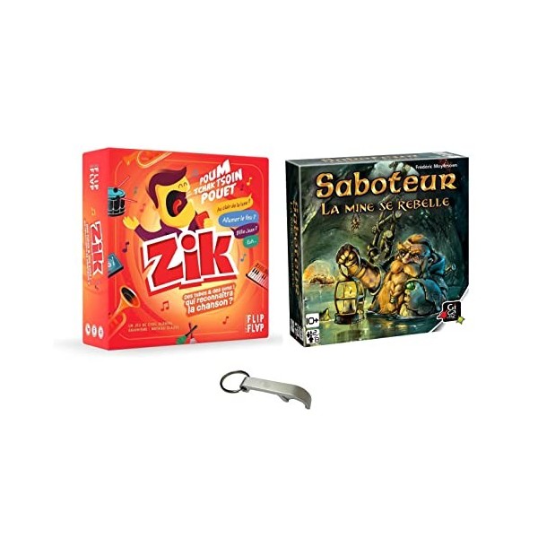 Lot De 2 Jeux de Voyage Saboteur La Mine Se Rebelle + Zik Nouvelle Edition + 1 Décapsuleur Blumie Saboteur + Zik 