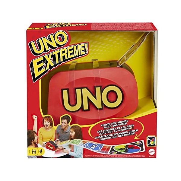 Mattel Games Combo Jeux de société UNO Extrême Jeu Familial avec Jeu de Cartes UNO Classique 112 Cartes, Cadeau pour Enfant à