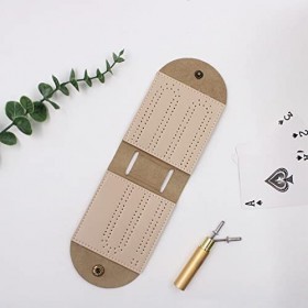 Cyhamse 5 Pcs société Cribbage | Mise à Niveau du Plateau en Cuir avec 2 Panneaux Piste et 4 piquets en métal - Tableaux Crib