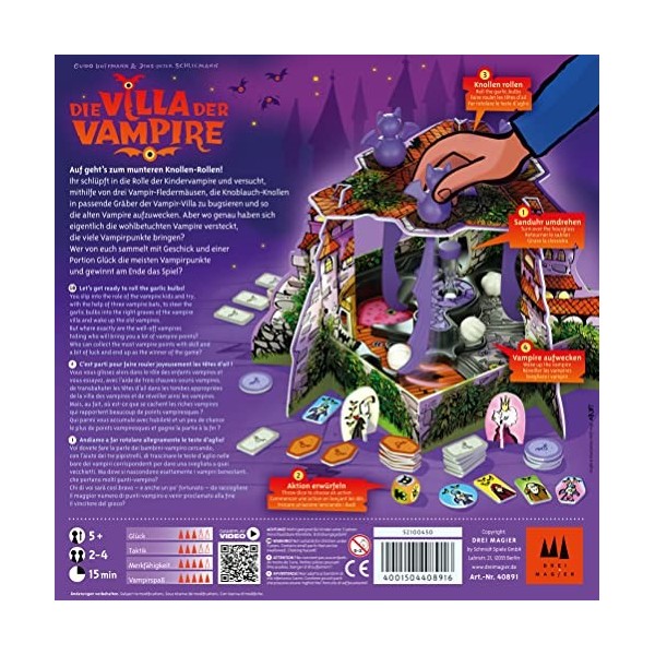 Schmidt Spiele Villa des Vampires, Jeu denfant Trois Magiciens, 40891