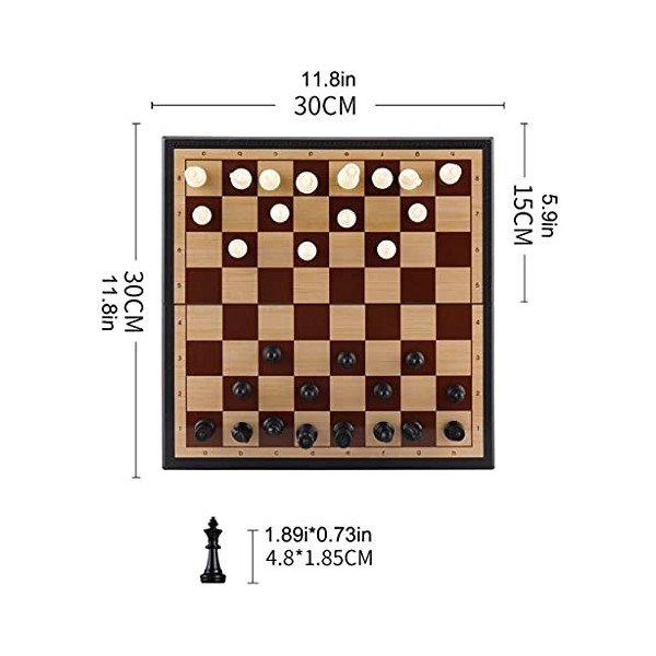QIAOLI Échecs Portable Plastique Set déchecs de Voyage magnétique International avec des chessons pliants Deux boîtes de Ran