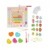 Jeu de pêche magnétique, jeu de perles à clips colorés ferme magnétique en bois sûre pour lécole pour les enfants Perles à c