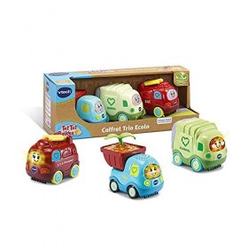 VTech - Tut Tut Bolides, Coffret Trio SOS Nature Play Green, 3 Camions Interactifs, Pompier, Poubelle et Camion-Benne, Jouet 